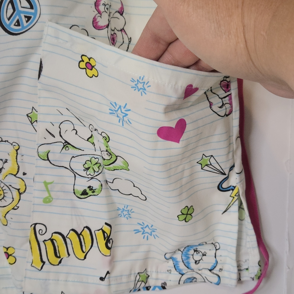 Care Bears Adorable Pink & White Scrub Top Measures Like A Large (Labled S) 2008 - Picture 5 of 15